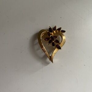 Vintage Signed Panetta Heart Brooch Pin w/ Amethyst Colored Rhinestones
